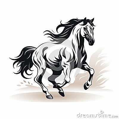 Elegant Calligraphic Silhouette Of A Running Horse Stock Photo