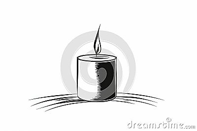 Elegant Candle Sketch on White. Stock Photo