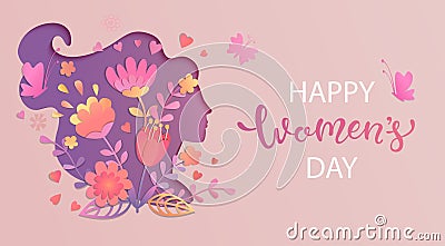 Elegant card for International Women`s Day . Vector Illustration