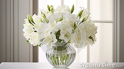 Elegant Carnation Arrangement With Blooming Lilies For A Serene Living Space Stock Photo