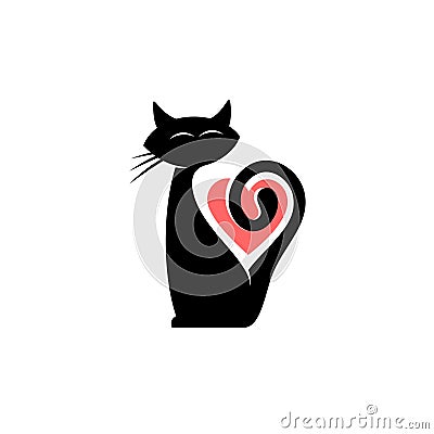 Elegant cat logo Vector Illustration