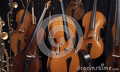 Elegant Cellos Stand Proud AI Generated Stock Photo