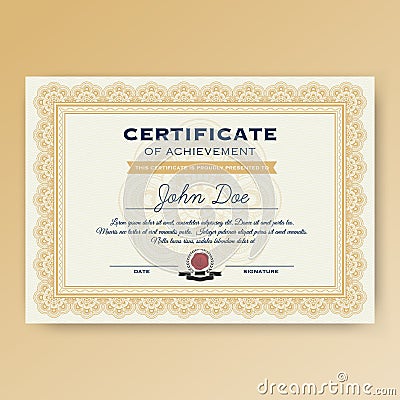 Elegant certificate of achievement with ornaments Vector Illustration