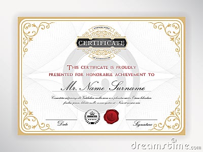 Elegant certificate template Vector Illustration