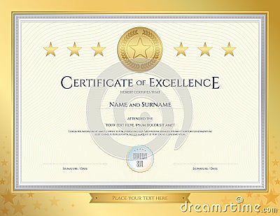 Elegant certificate template for excellence, achievement Vector Illustration