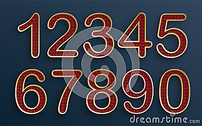 Elegant Chinese style gold numbers Vector Illustration