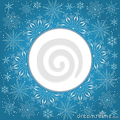 Elegant Christmas background with snowflakes and place for text. Abstract winter background. Vector Illustration