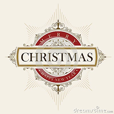 Elegant Christmas vector frame and emblem template Vector Illustration