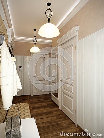 Elegant classic hall interior design Stock Photo