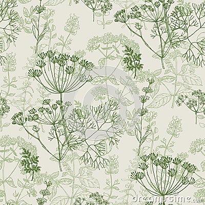 Elegant classic herbal seamless pattern Vector Illustration