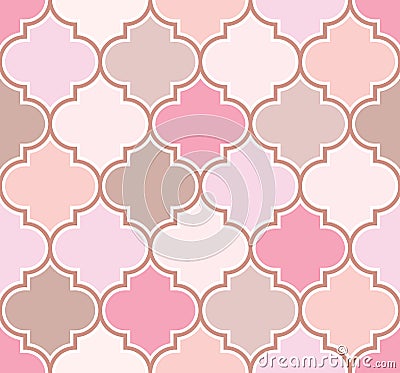 Elegant classic moroccan trellis pattern in pink and beige shades. Vector seamless background. Vector Illustration