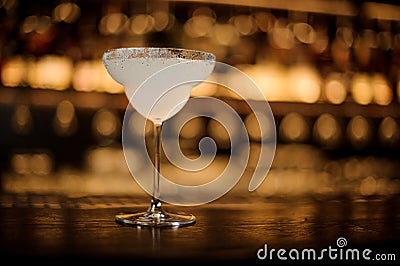 Elegant cocktail glass filled with fresh Margarita drink Stock Photo