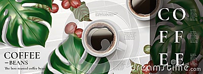 Elegant coffee banner ads Vector Illustration