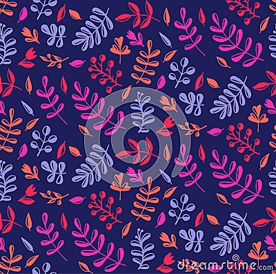 Elegant colorful natural floral seamless vecor pattern Vector Illustration