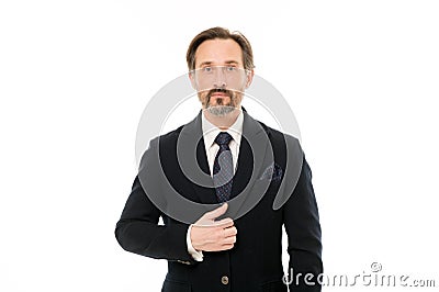 Elegant and confident. Fashionable aged business person. Mature businessman in formal wear. Senior man with grey beard Stock Photo