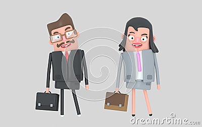 Elegant couple business. Business people. . 3d illustratiion Cartoon Illustration