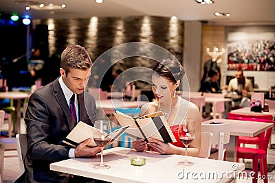 Elegant couple at restaurant Stock Photo