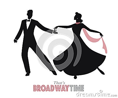 Elegant couple silhouettes dancing retro style Stock Photo