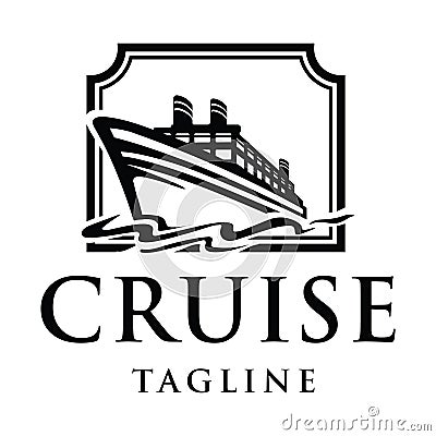 Elegant cruise ship logo design template Vector Illustration