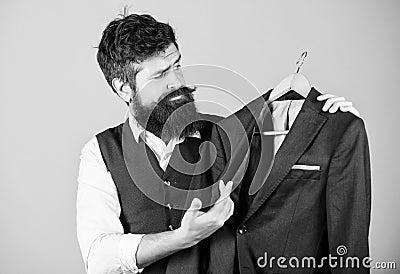 Elegant custom suit. Tailoring and clothes design. Perfect fit. Custom made to measure. Tailored suit concept. Fashion Stock Photo