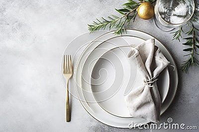 Elegant cutlery, view from above. Ai generated Stock Photo