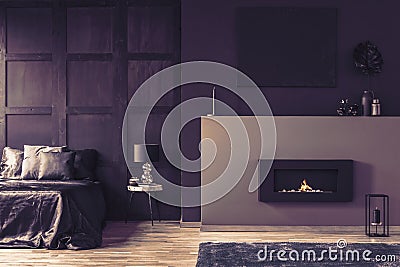 Elegant dark bedroom interior Stock Photo