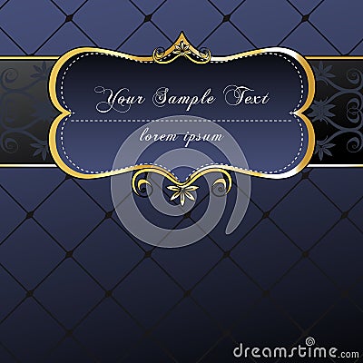 Elegant, dark, gold-framed label Vector Illustration