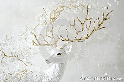 Elegant deer with magnificent branching antlers in a serene and ethereal setting creating perfect mock up space Stock Photo