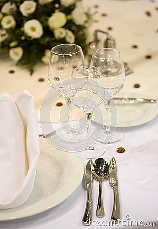 Elegant dinner table Stock Photo