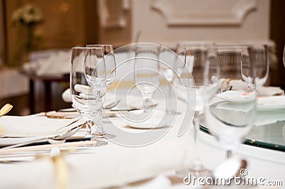 Elegant Dinner Table Setting Stock Photo