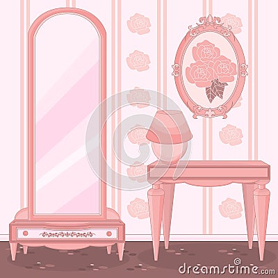 Elegant Dressing Room Vector Illustration