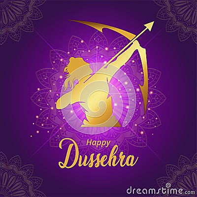 Elegant dussehra festival design lord Rama silhouette Vector Illustration