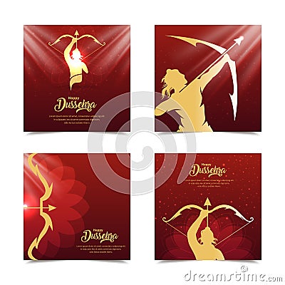 Elegant dussehra festival design lord Rama silhouette Vector Illustration