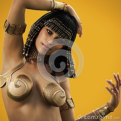 Elegant Egyptian female posing with a color background. Stock Photo