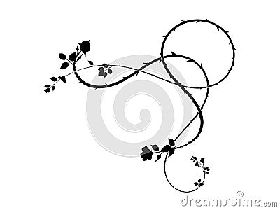 Elegant element for ornament roses thorns corner Vector Illustration