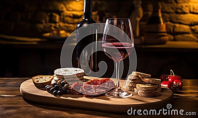 An Elegant Evening: Wine, Food, and Romance on a Beautifully Set Table Stock Photo