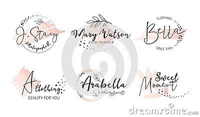 Elegant event planner monogram logo set Vector Illustration