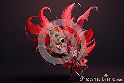Elegant fascinator adorned with feathers. Generative ai Stock Photo