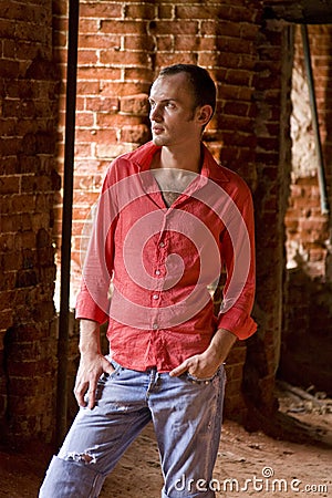 Elegant fashion man model. Stock Photo