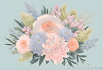 Elegant festive bouquet in pastel colors Stock Photo