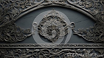 Elegant Filigree Tapestry: Slate Background Detail. AI generate Stock Photo