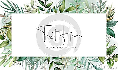 elegant floral background with hand drawing leaves watercolor Vector Illustration