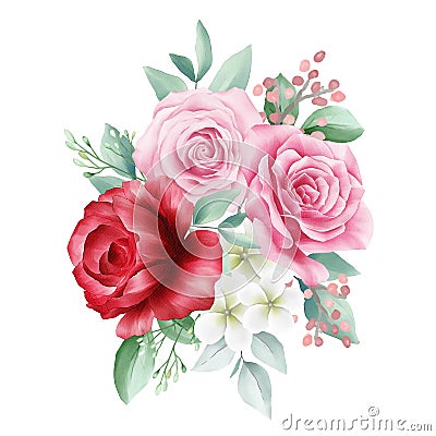 Elegant flowers bouquet for wedding or cards elements Vector Illustration