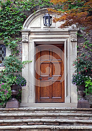 Elegant front door with ivy Stock Photo