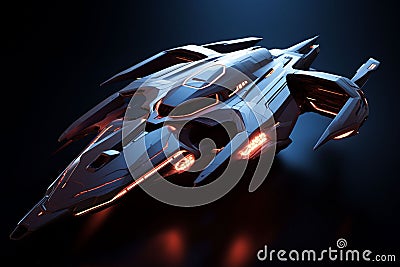 Elegant and futuristic starship design with Stock Photo
