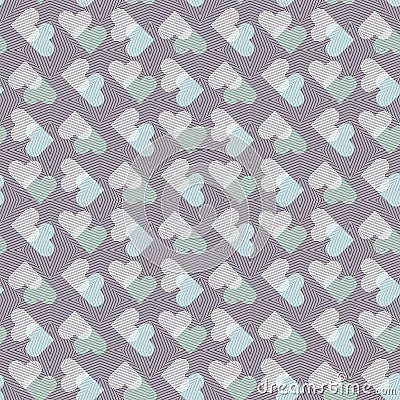 Elegant geometric lace heart texture in white blue and lime green. Vector Illustration