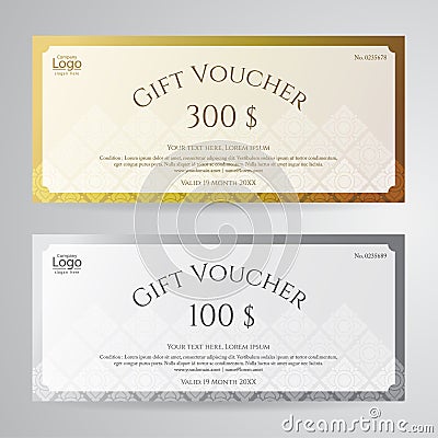 Elegant gift voucher or gift card Thai applied art background Vector Illustration