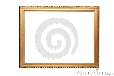 Elegant gilded old wooden frame on a white background Stock Photo