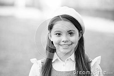 Elegant girl french style outfit beret hat, little parisian concept Stock Photo