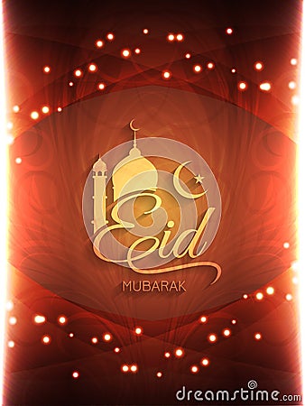 Elegant glowing Eid mubarak card design. Vector Illustration